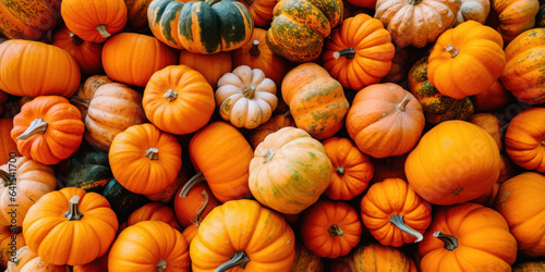 A huge number of colorful pumpkins  top view