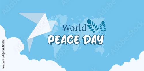 world peace day - 21 september. peace day celebration with abstract dove design ornament