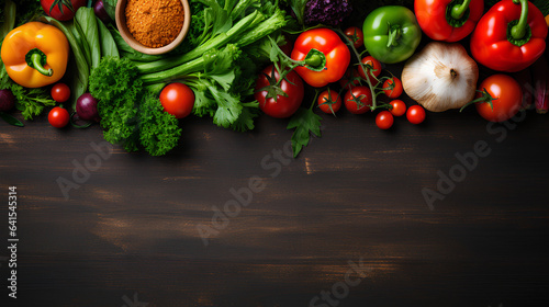 vegetables on the table top view  harvest concept