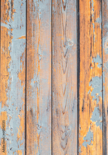 Orange Boards with Grain and Texture and Peeling Gray Paint.