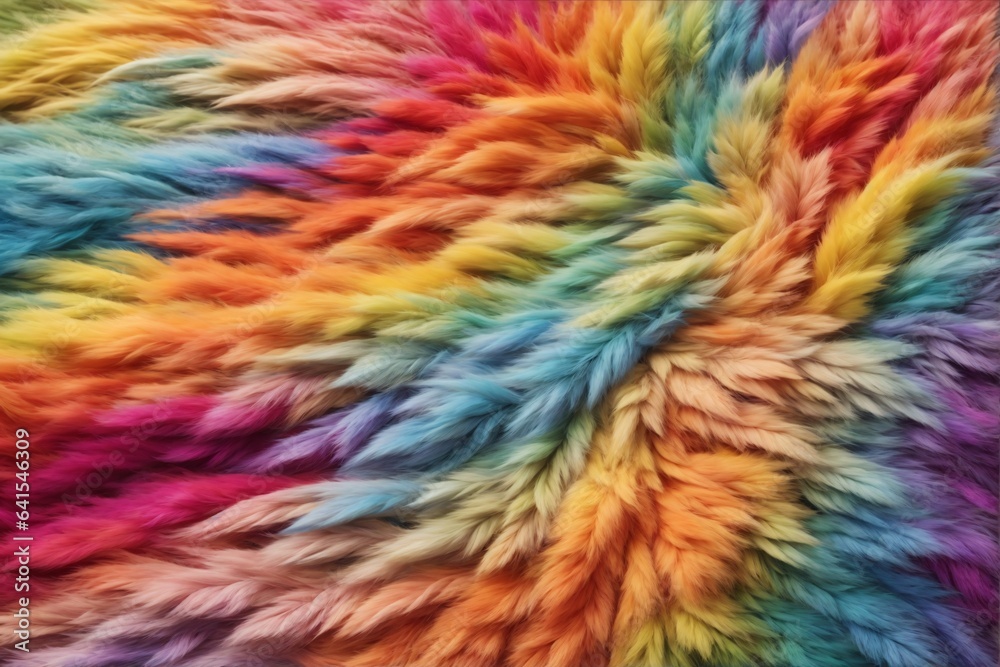 Rainbow Fur Texture, Rainbow Fur Texture Background, Colorful Fur Texture, Fluffy Fur Texture, Fluffy Fur Background, AI Generative