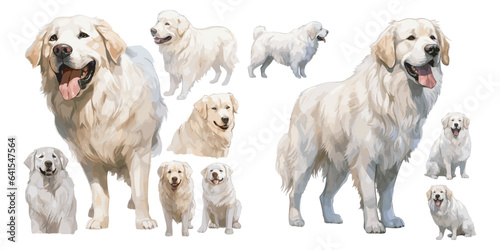 watercolor great pyrenees dog clipart for graphic resources