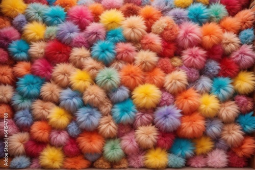 Rainbow Colorful Fluffy Fur Ball Texture Wallpaper, Colorful Fluffy Background, Fluffy Fur Background, Fur Texture Background, AI Generative © Forhadx5