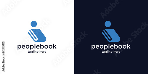 educational logo design, combination of books with humans