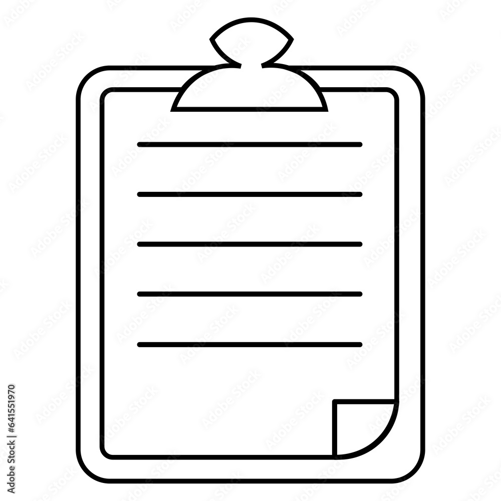 Clipboard with paper form. Minimalist clipboard with transparent background Clipboard with paper form. Minimalist clipboard with transparent background