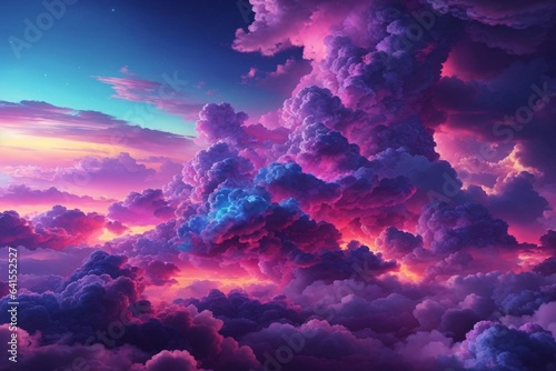 Neon Cotton Clouds Background, Glowing  Cotton Candy Cloud Background, Clouds Background, AI Generative © Forhadx5