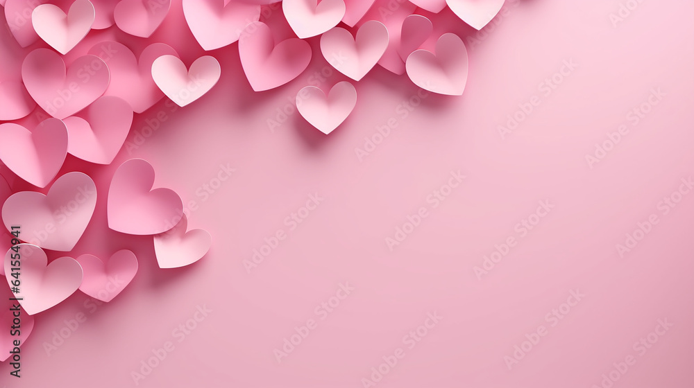 Paper art with heart on pink background. Love concept design