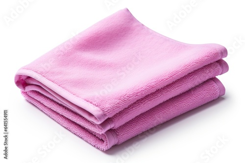 Closeup pink microfiber cloth isolated on white background with clipping path