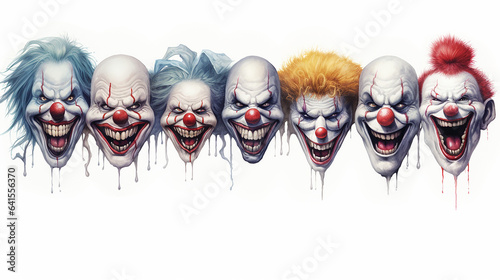 Slika na platnu Scary creepy clown heads for Halloween