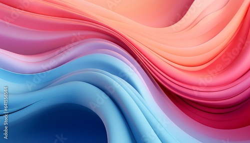 Abstract colorful fluorescent background of curvy ribbon. Modern wallpaper of folded paper. Pink yellow blue gradient