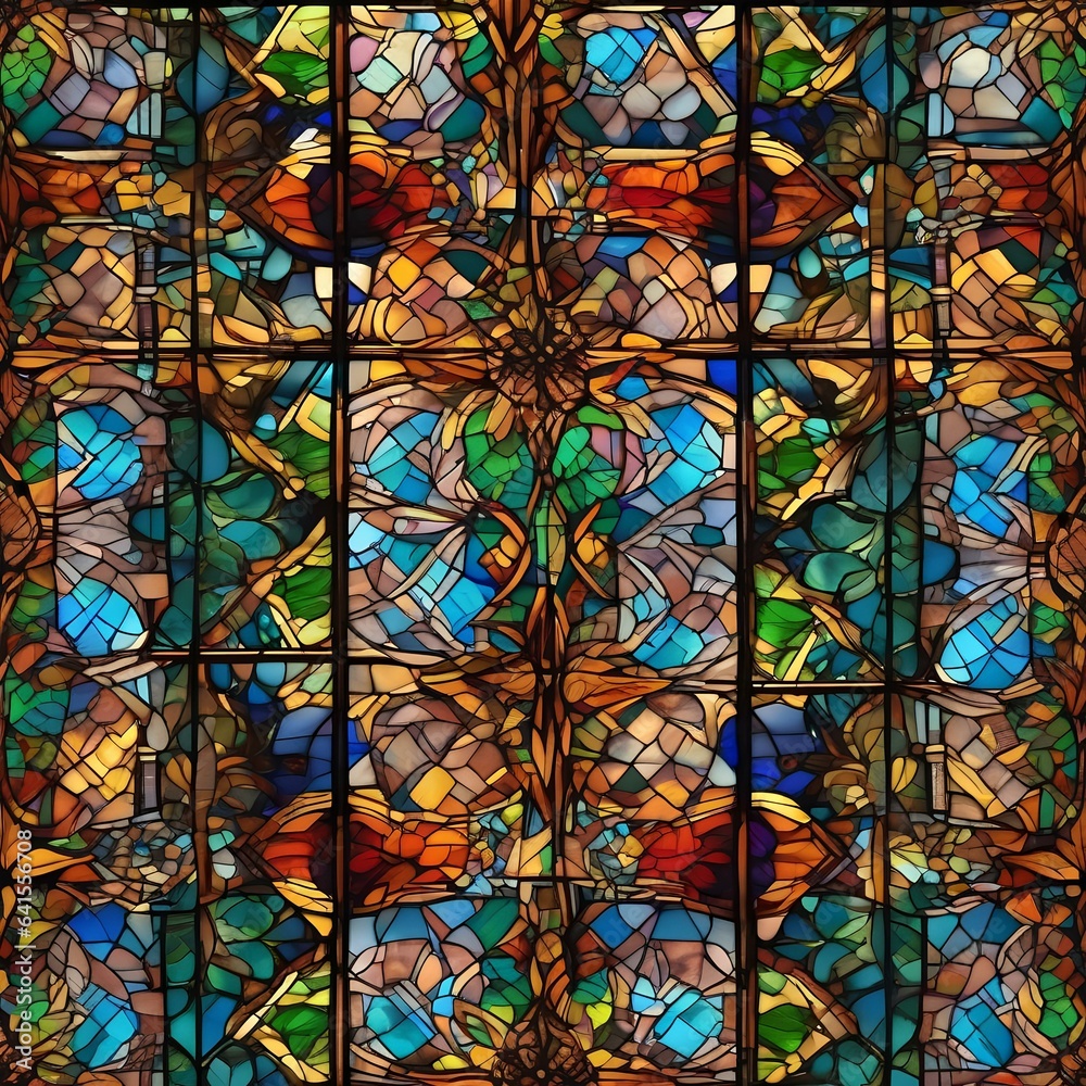 A pattern inspired by stained glass windows in cathedrals, featuring radiant colors and divine imagery2 A pattern inspired by stained glass windows in cathedrals, featuring radiant colors and divine imagery2
