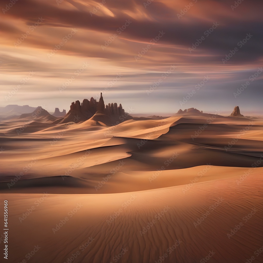 Naklejka premium A surreal desert mirage with distorted landscapes and surreal elements bending reality1