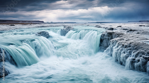 Wallpaper Mural A frozen waterfall with ice and snow in winter Torontodigital.ca