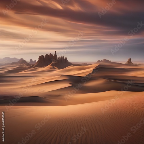 A surreal desert mirage with distorted landscapes and surreal elements bending reality1