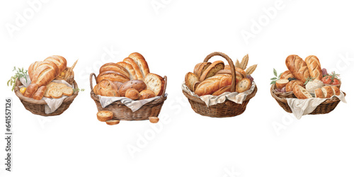 watercolor bread basket clipart for graphic resources