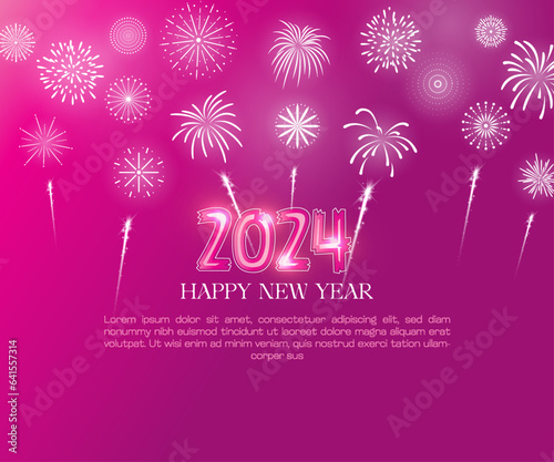 Happy New Year 2024 and Merry Christmas Background  Greeting Card  Celebrations Banner and 2024 Happy New Year Background.