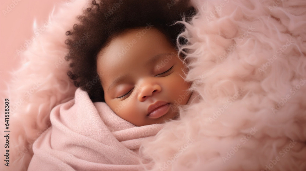 Sleeping african american baby on pink background. Sleeping african american baby on pink background.
