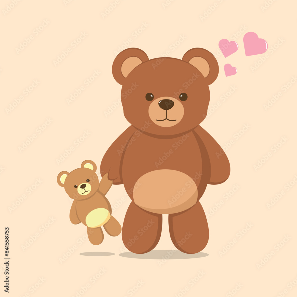 Vector graphic of teddy bear is holding teddy bear lovingly good for teddy bear day Vector graphic of teddy bear is holding teddy bear lovingly good for teddy bear day
