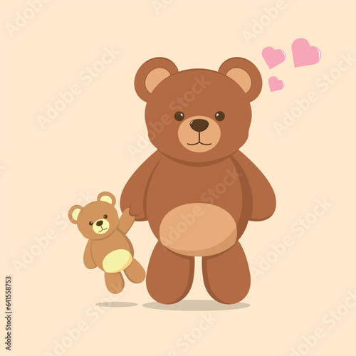 Vector graphic of teddy bear is holding teddy bear lovingly good for teddy bear day © Nacht28