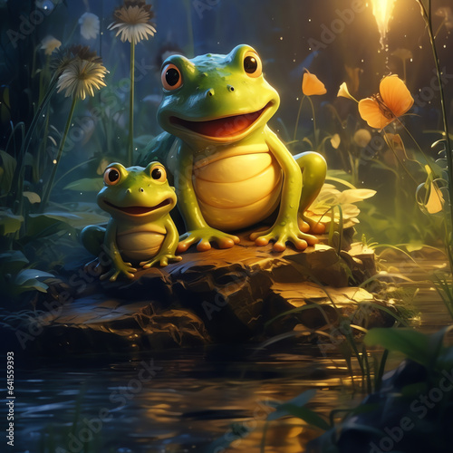 Breathtaking Portrait of 2 Frogs with Spontaneous Gestures and Forest Ambiance © Simon