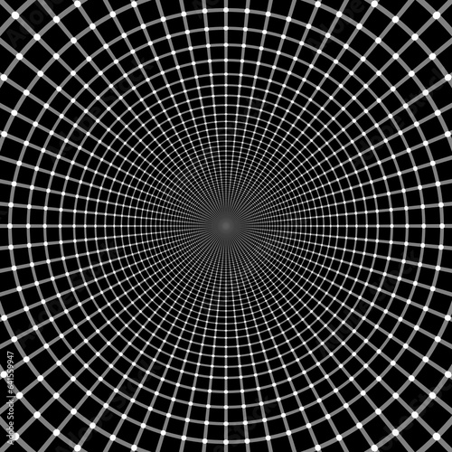 Optical Illusion. White Circles Flash on Black Squares and Change Color.