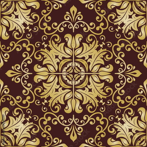 Orient classic pattern. Seamless abstract background with vintage elements. Brown and golden orient background. Ornament for wallpapers and packaging