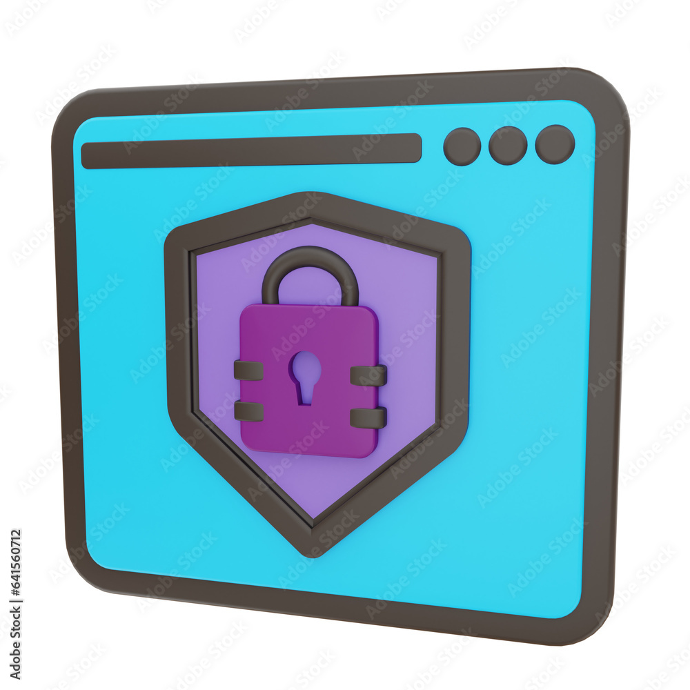 3D Rendering Browser Security Icon Object 3D Rendering Browser Security Icon Object