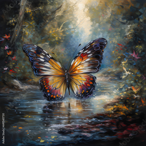 A beautiful butterfly perched on a river Generative Ai © Eduardo