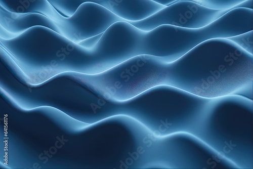 Three dimensional render textile of blue wavy pattern with Generative AI.