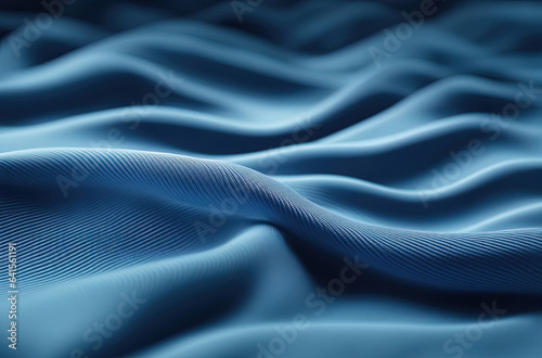 Three dimensional render textile of blue wavy pattern with Generative AI.