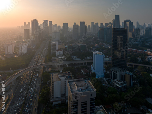 First time Light Trail Transit Train  LRT  operate in Jakarta  Indonesia. The LRT is going through the longest long span structure in the world. 