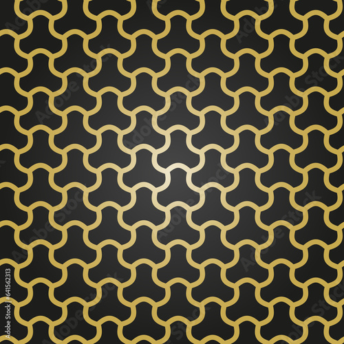 Seamless ornament. Modern background. Geometric modern black and golden pattern