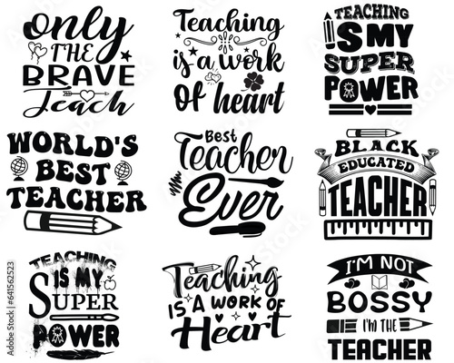 Teacher T shirt Design Bundle, Vector Teacher T shirt design, Teacher's Day shirt, Teacher typography T shirt design Collection, teachers day svg design. 