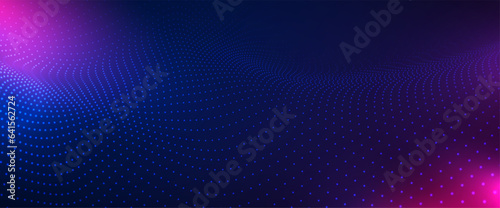 3d wave point fractal science futuristic technology. Musical wave. Beautiful illustration with connected dots and lines. Hi-tech and big data. Visualization. Sound wave. Technology or Science. Vector.