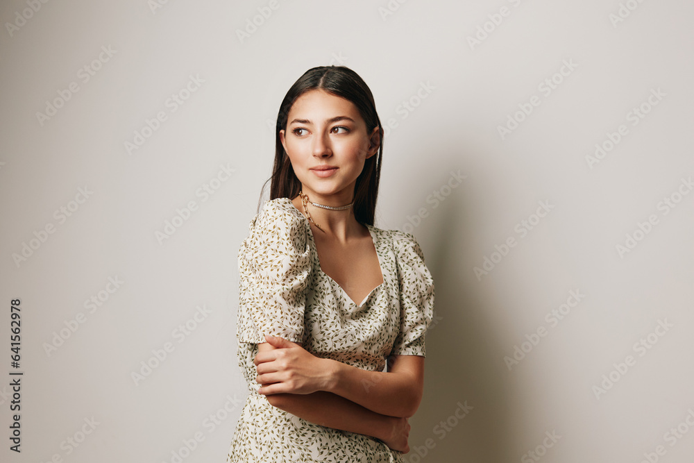 smile woman cosmetic face beige girl young dress portrait background romantic beauty smile woman cosmetic face beige girl young dress portrait background romantic beauty