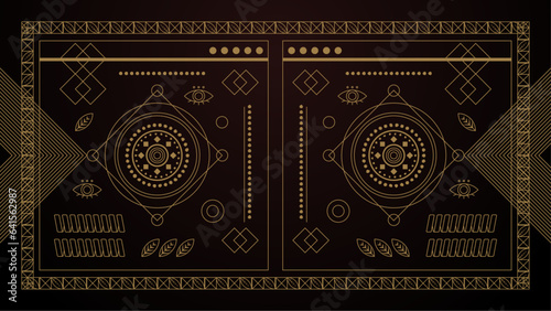 Gold and black modern art deco background with shapes
