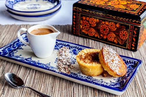 Mexican cornbread  with hot caramel sauce Open