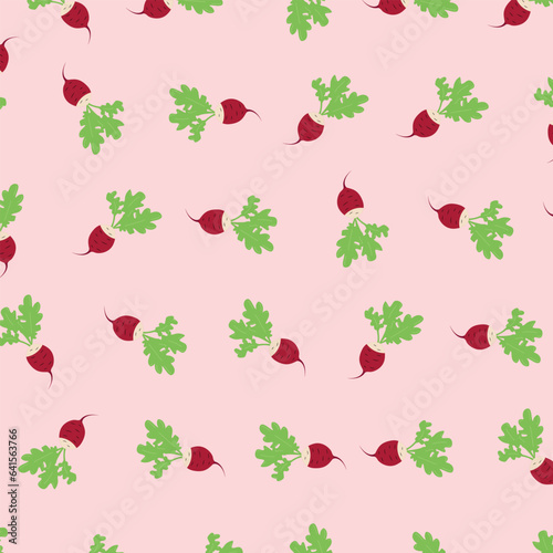 Fresh red radish pattern with leaves presented as a vector illustration
