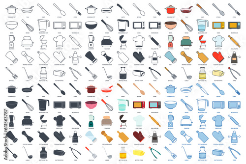 Cooking mega set icon set, Included icons as Knife, Bowl, Blender and more symbols collection, logo isolated vector illustration