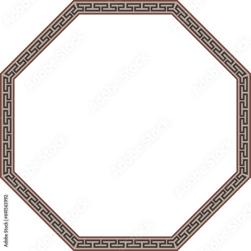 Octagon Frame old Greek key pattern Greek meander pattern antique retro vintage meander old-fashioned design picture frame art and craft borders element decorate isolated background