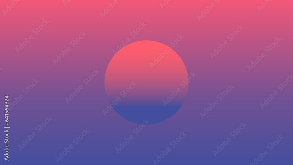 Realistic sunset evening with a beautiful landscape. Summer natural sunset. Vector illustration of sunset on the beach. Summer background, vector illustration of the evening sunset in pink clouds.