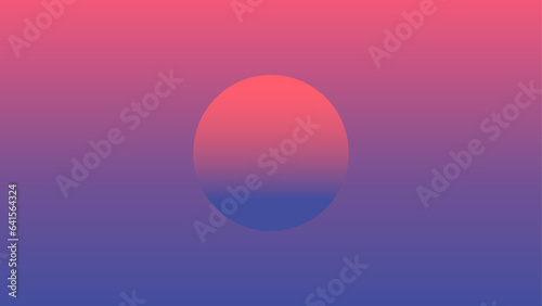 Realistic sunset evening with a beautiful landscape. Summer natural sunset. Vector illustration of sunset on the beach. Summer background  vector illustration of the evening sunset in pink clouds.