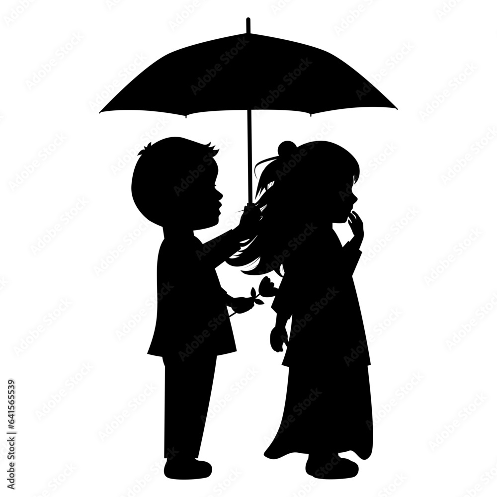 cite little boy and girl silhouette cite little boy and girl silhouette
