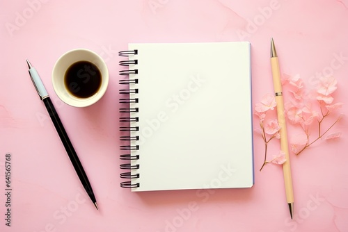 self care concept. notebook with text over pink background, Generative AI