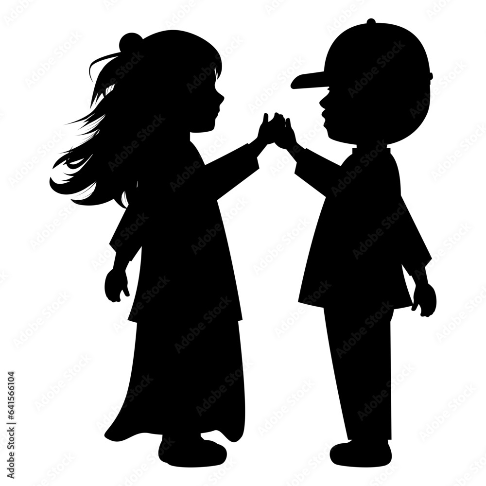 cite little boy and girl silhouette