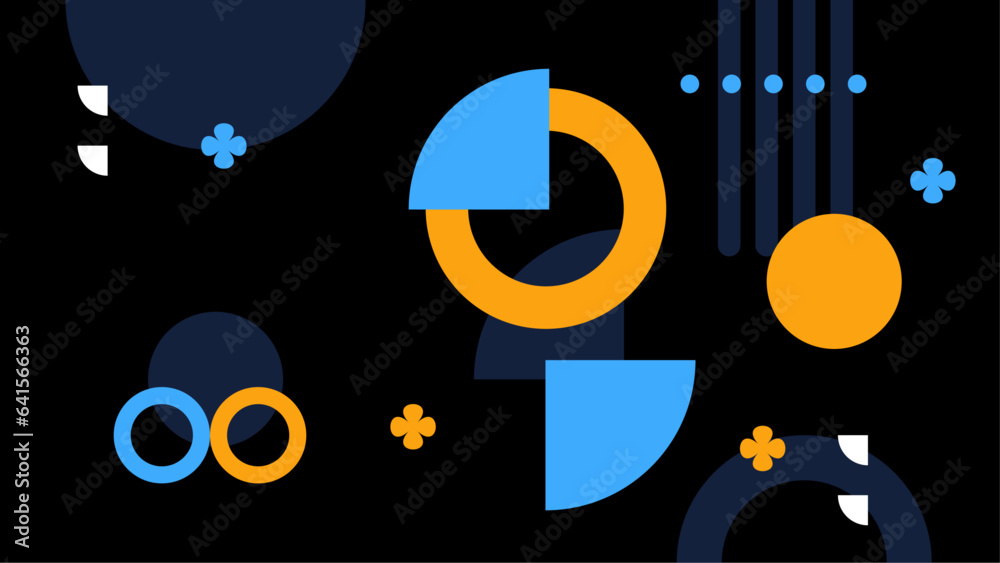 Obraz premium Blue orange and black modern art abstract geometric background with shapes