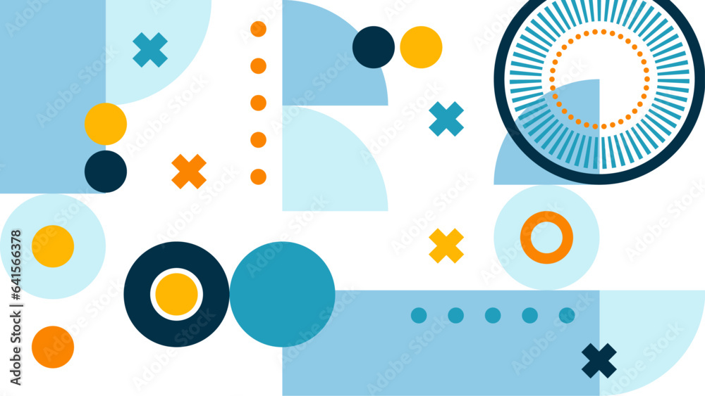 Obraz premium Blue orange and black modern art abstract geometric background with shapes