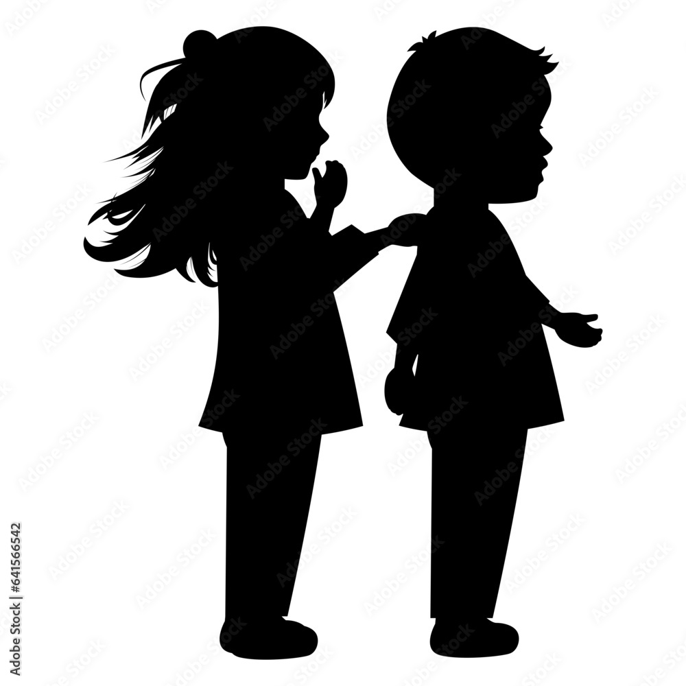 cute little boy and girl silhouette cute little boy and girl silhouette