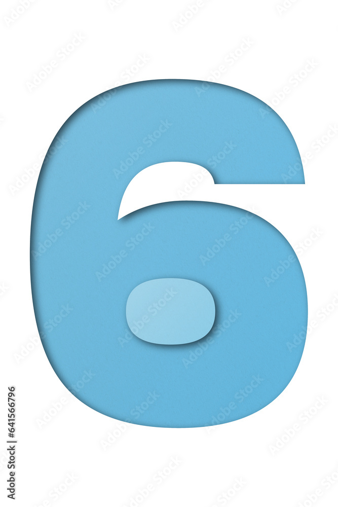 Light blue confetti font number 6 isolated on transparent background. Light blue confetti font number 6 isolated on transparent background.