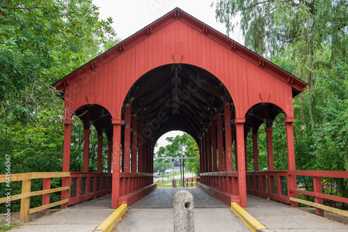 Ford Field Park Covered Bridge in Wayne County, Michigan photo